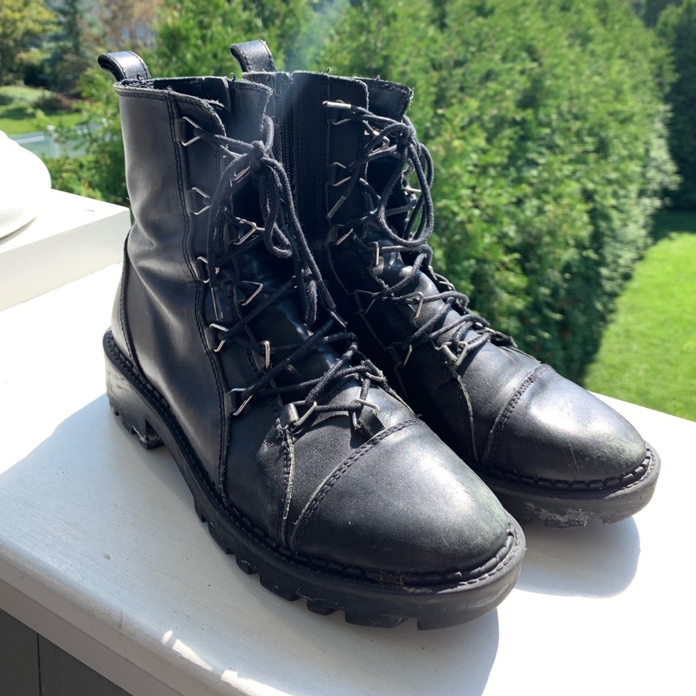 Zara Black Lace Up Combat Boots